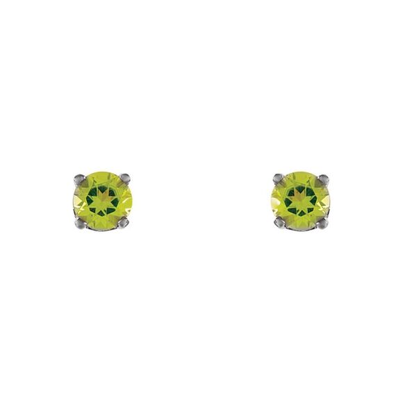 Kids 3mm Peridot Youth Threaded Post Earrings in 14k White Gold